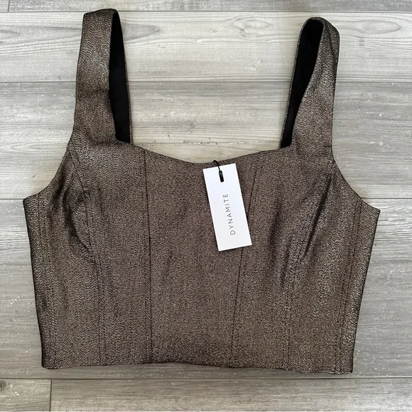 Dynamite Lurex Cropped Corset Top - Picture 6 of 9